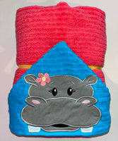 Hippopotamus Girl Hooded Towel