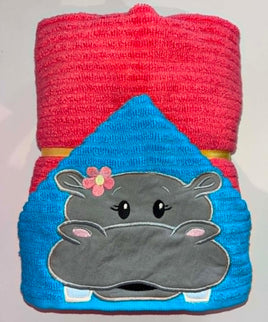Hippopotamus Girl Hooded Towel