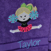 Cheerleader Straddle Appliqued Bath Towel