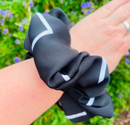 Black/White Large Satin Scrunchie