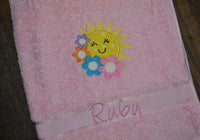 Floral Sunshine Appliqued Bath Towel
