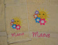 Floral Sunshine Appliqued Bath Towel