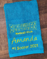 Blue Wrens Netball Embroidered Hand Towel
