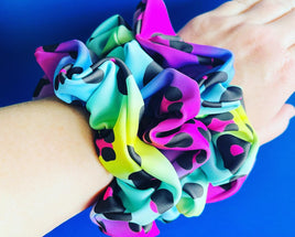 Rainbow Leopard Lycra Scrunchie