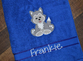 Wolf Appliqued Bath Towel