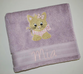 Kitty Kat Appliqued Bath Towel