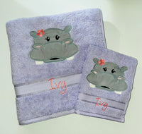Hippo Appliqued Bath Towel