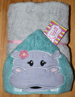Hippopotamus Girl Hooded Towel