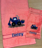 Digger Appliqued Bath Towel