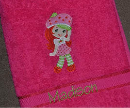 Strawberry Girl Appliqued Bath Towel