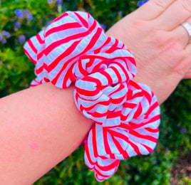 Red/White Large Striped Scrunchie