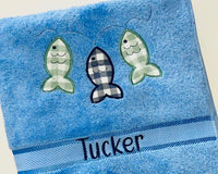 Fish On Line Appliqued Bath Towel