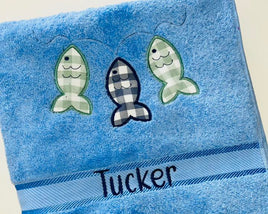 Fish On Line Appliqued Bath Towel