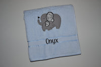 Elephant Mum & Baby Appliqued Bath Towel