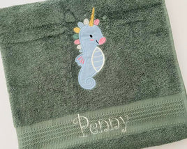 Seahorse Appliqued Bath Towel