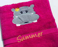 Hippo Appliqued Bath Towel
