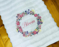 Floral Wreath Embroidered Bath Towel
