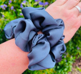 Grey Satin Scrunchie