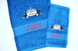 Police Car Appliqued Bath Towel