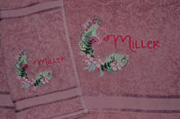 Floral Flamingo Appliqued Bath Towel