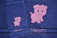 Piggy Appliqued Bath Towel