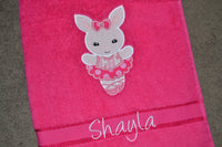 Ballet Bunny Appliqued Bath Towel