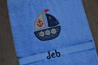 Sailboat Appliqued Bath Towel