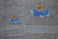 Flying Teddy Appliqued Bath Towel