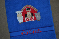 Farm Barn Appliqued Bath Towel