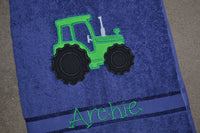 Tractor Appliqued Bath Towel