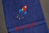 Rocket Ship Appliqued Bath Towel
