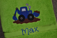 Digger Appliqued Bath Towel