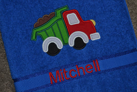 Dump Truck Appliqued Bath Towel