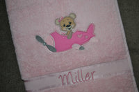 Flying Teddy Appliqued Bath Towel