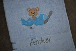 Flying Teddy Appliqued Bath Towel