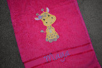 Giraffe Girl Appliqued Bath Towel