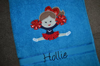 Cheerleader Straddle Appliqued Bath Towel