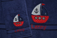Sailboat Appliqued Bath Towel