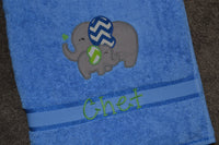 Elephant Mum & Baby Appliqued Bath Towel