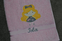 Curly Hair Girl Appliqued Bath Towel