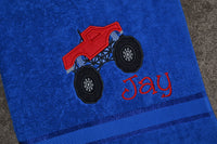 Monster Truck Appliqued Bath Towel