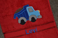 Dump Truck Appliqued Bath Towel