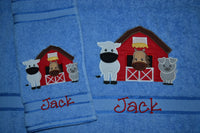 Farm Barn Appliqued Bath Towel