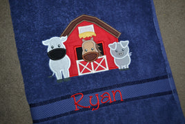 Farm Barn Appliqued Bath Towel