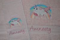 Rainbow Unicorn Appliqued Bath Towel
