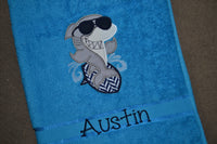 Surfing Shark Appliqued Bath Towel