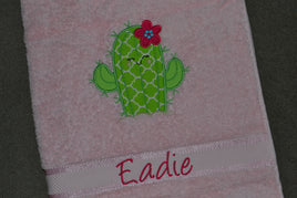 Cactus Appliqued Bath Towel