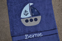 Sailboat Appliqued Bath Towel