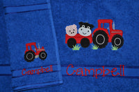 Farmyard Tractor Appliqued Bath Towel