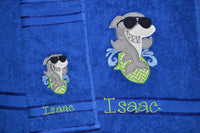 Surfing Shark Appliqued Bath Towel